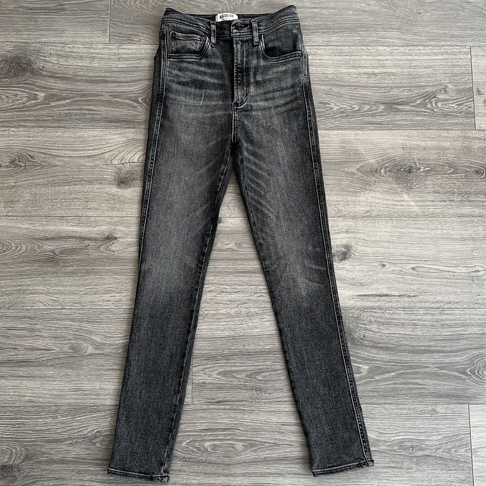AGOLDE Roxanne High Rise Skinny Jeans Size 25 Gray Wash Stretch Denim Grunge 90s